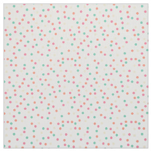 Creme, Rosa, Orange, Gelb, grüne Polka-Punkte Stoff