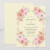 Creme-Rosa-Pfingstrosen-Hochzeit Einladung (Vorne/Hinten)