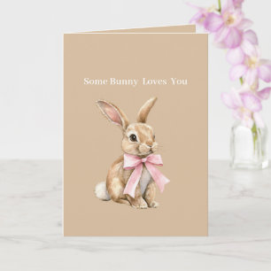 Creme Rosa Schleife Ein Hase Liebt Dich Karte