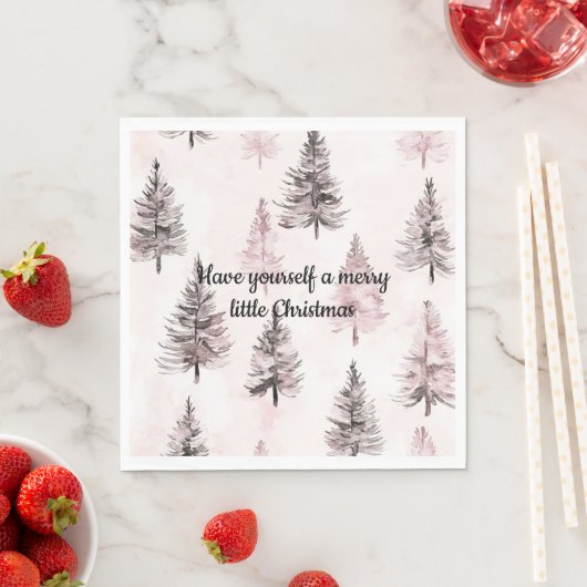 Creme Rosa Weihnachtsbäume Serviette (Beispiel)