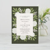 Creme-Rose auf der Einladung zu Grüner Hochzeit (Stehend Vorderseite)