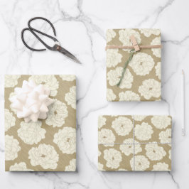 Creme Rose auf Golden Beige - nahtlos. Geschenkpapier Set