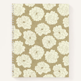 Creme Rose auf Golden Beige - nahtlos. Notizblock