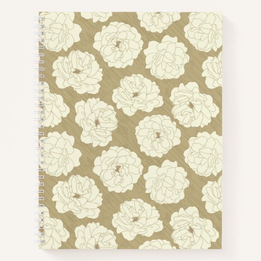 Creme Rose auf Golden Beige - nahtlos. Notizblock (Vorderseite)