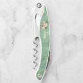 Creme-Rose auf Grün wären Sie meine Bridesmaid Kellnermesser (Vorderseite)