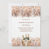 Creme-Rose-Blumengestühle zum Geburtstag Einladung (Vorderseite)