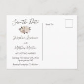 Creme Rose Blumenreath Save the Date Ankündigungspostkarte (Rückseite)