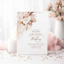 Creme Rose Botanische Pampas Grass Boho Hochzeit