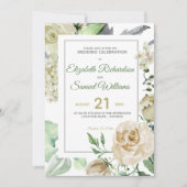 Creme Rose Bud Hydrangea Wasserfarbe Classic Einladung (Vorderseite)