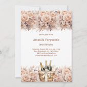 Creme Rose florale Geburtstag Einladung (Vorderseite)