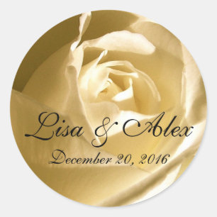 Creme Rose Foto Save the Date Hochzeitsticker Runder Aufkleber