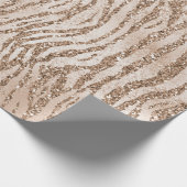Creme Rose Gold Glitzer Zebra Print Geschenkpapier (Ecke)