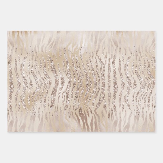 Creme Rose Gold Glitzer Zebra Print    Geschenkpapier Set (Vorderseite 2)