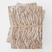 Creme Rose Gold Glitzer Zebra Print    Geschenkpapier Set (Beispiel)