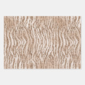 Creme Rose Gold Glitzer Zebra Print    Geschenkpapier Set (Vorderseite)
