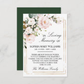 Creme Rose & Green Blätter Beileid Memory Dankeskarte (Vorne/Hinten)