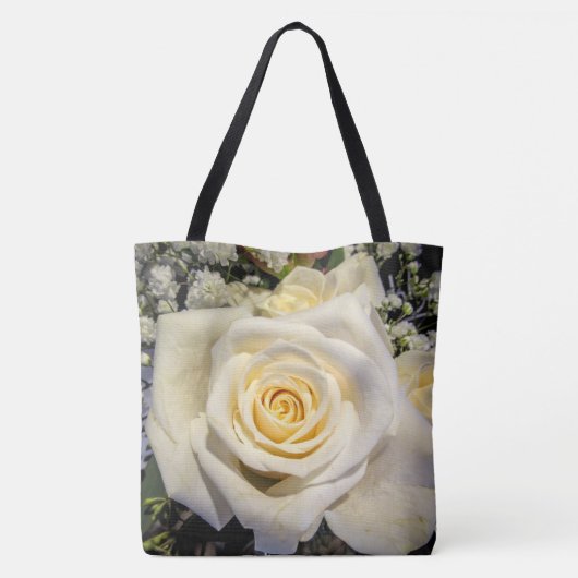 Creme Rose Große Totbeutel Tasche (Rückseite)