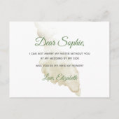 Creme Rose Grüne Flora Trauzeugin Einladungspostkarte (Rückseite)