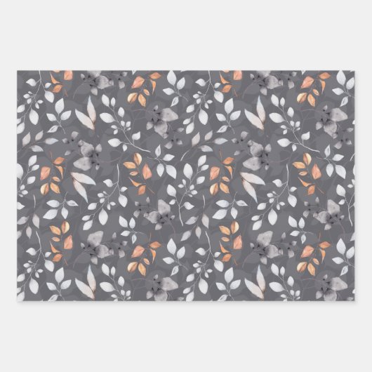 Creme Rose Herbst Berries Blumengraue Mix Geschenkpapier Set (Vorderseite 2)