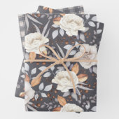 Creme Rose Herbst Berries Blumengraue Mix Geschenkpapier Set (Beispiel)