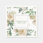 Creme Rose Hydrangea Beige Bride Groom Wedding Serviette (Vorderseite)