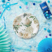 Creme Rose Hydrangea Beige Wasserfarbe Pappteller (Party)