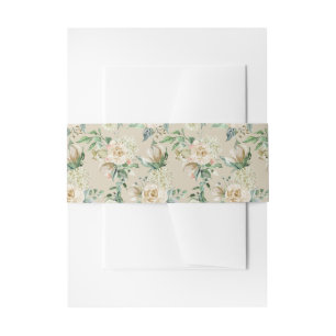 Creme Rose Hydrangea Floral Wasserfarbmuster Einladungsbanderole