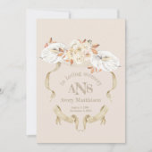 Creme Rose Monogram Wappen Beerdigung Programm (Vorderseite)