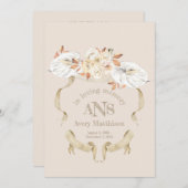 Creme Rose Monogram Wappen Beerdigung Programm (Vorne/Hinten)