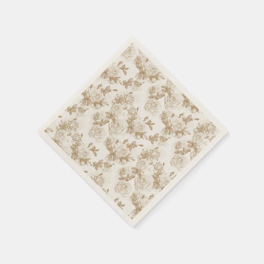 Creme Rose Muster Serviette (Ecke)