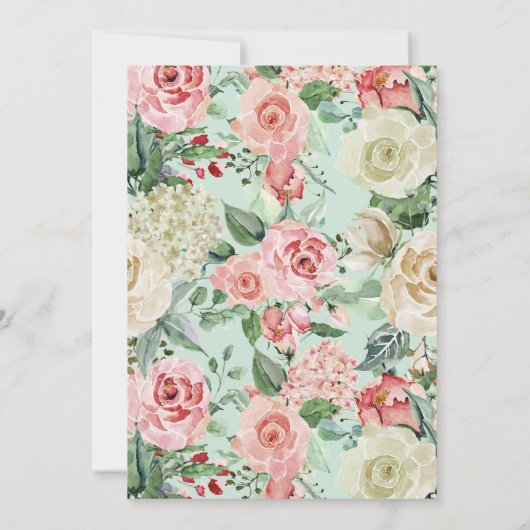 Crème & Rose | Romantische Frühlingsflorale Hochze Einladung (Rückseite)