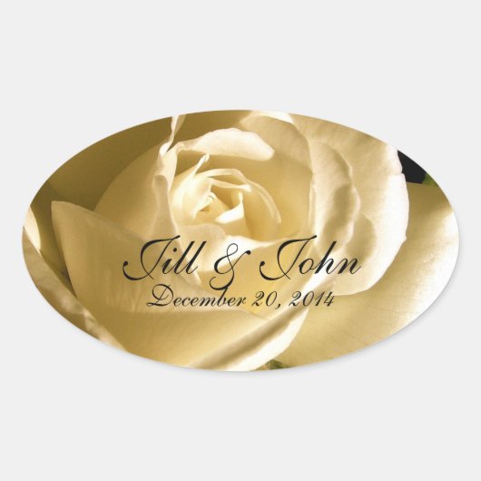 Creme-Rose Save the Date Oval-Hochzeitslabel Ovaler Aufkleber (Vorderseite)
