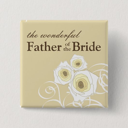 Creme Rose Vater der Brautknopfdruck Button (Vorderseite)