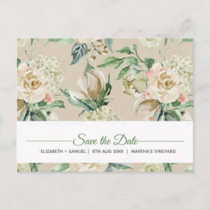 Creme-Rose Wasserfarbmuster Ankündigungspostkarte