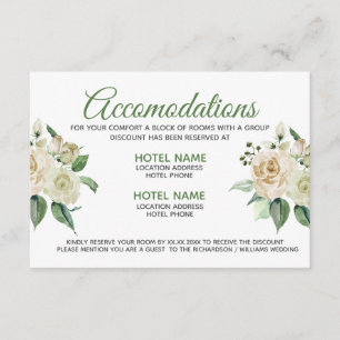 Creme-Rosen-Blumen-Aquarell-Unterkunftskarte Begleitkarte