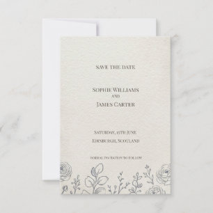 Creme-Rosen-Linienkunst Save the Date Karte