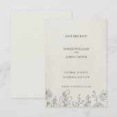 Creme-Rosen-Linienkunst Save the Date Karte (Vorne/Hinten)