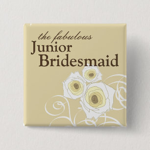 Creme-Rosen und Swirls Brautjungfer Hochzeits-Butt Button