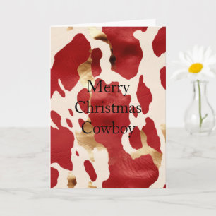 Creme Rot Gold Western Kuh Druck Weihnachten Karte