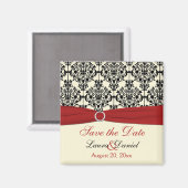 Creme, Rot und schwarzer Damaskus Speichern Sie da Magnet (Vorderseite/Rückseite)