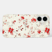 Creme Rote Blumen Case-Mate iPhone Hülle (Rückseite (Horizontal))