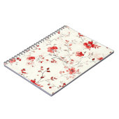 Creme Rote Blumen Notizblock (Linke Seite)