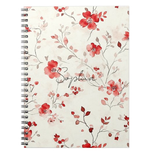 Creme Rote Blumen Notizblock (Vorderseite)
