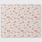 Creme Rote Kirschen Geburtstag Geschenkpapier (Flach)