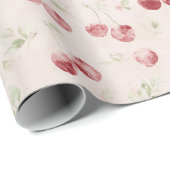 Creme Rote Kirschen Geburtstag Geschenkpapier (Rolleneckpunkt)