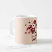 Creme-rote Ranunculus-Blumen Kaffeetasse (Vorderseite Links)