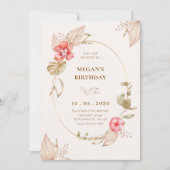 Creme ruhig florale eleganten Geburtstag Einladung (Vorderseite)