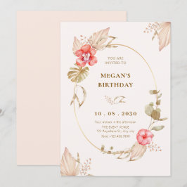 Creme ruhig florale eleganten Geburtstag Einladung