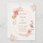 Creme ruhige, blumengeschmückte Hochzeit Einladung (Vorderseite)