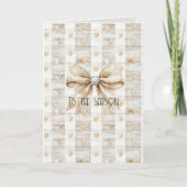 Creme-Rustik-Weihnachten-Silber-Bogen Karte (Vorderseite)